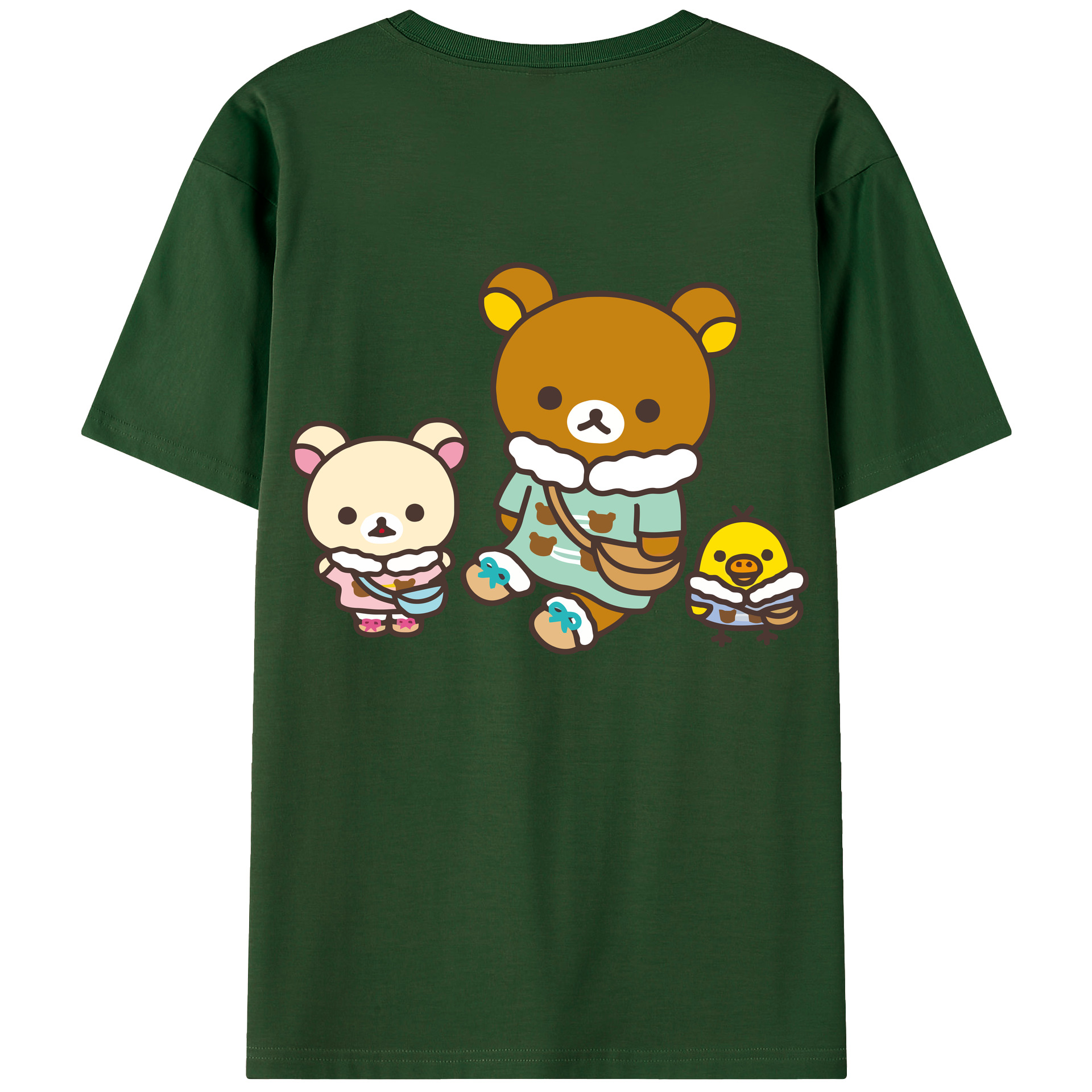 （画像用） リラックマ リラックマ キイロイトリ Rilakkuma Korilakkuma Kiiroitori 綿100％半袖Tシャツ（背面プリント）